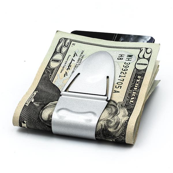 Mini Geneva Cash Clamp® - Silver Titanium - With Wallet - Money Clamp - www.MoneyClamp.com