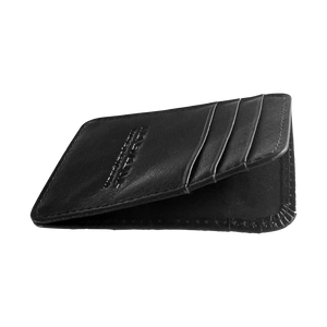 Black Leather Wallet with Apple Air Tag Pocket - Money Clamp