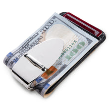 Load image into Gallery viewer, Milan Silver MoneyClamp® with Black Leather Wallet