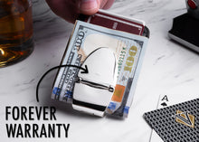 Load image into Gallery viewer, Milan Silver MoneyClamp® with Black Leather Wallet