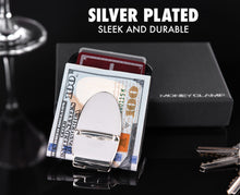 Load image into Gallery viewer, Milan Silver MoneyClamp® with Black Leather Wallet