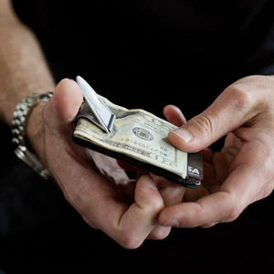 Mini Geneva Cash Clamp® - Silver Titanium - With Wallet - Money Clamp - www.MoneyClamp.com