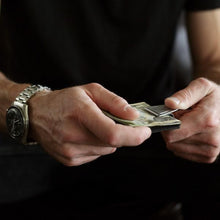 Load image into Gallery viewer, Mini Geneva Cash Clamp® - Silver Titanium - With Wallet - Money Clamp - www.MoneyClamp.com