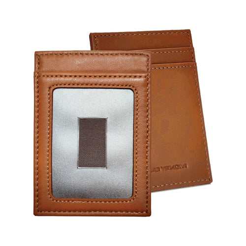 Italian Brown Leather Wallet with ID Window - Money Clamp