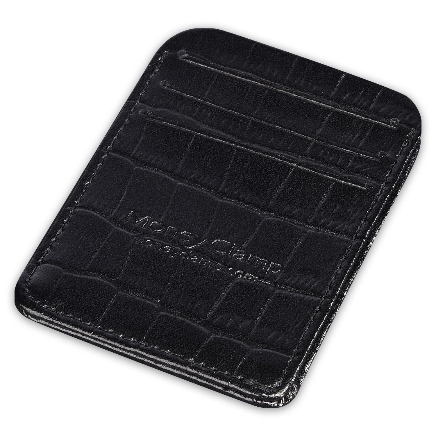 Leather Wristlet Wallet - Black embossed Crocodile print – Brenda